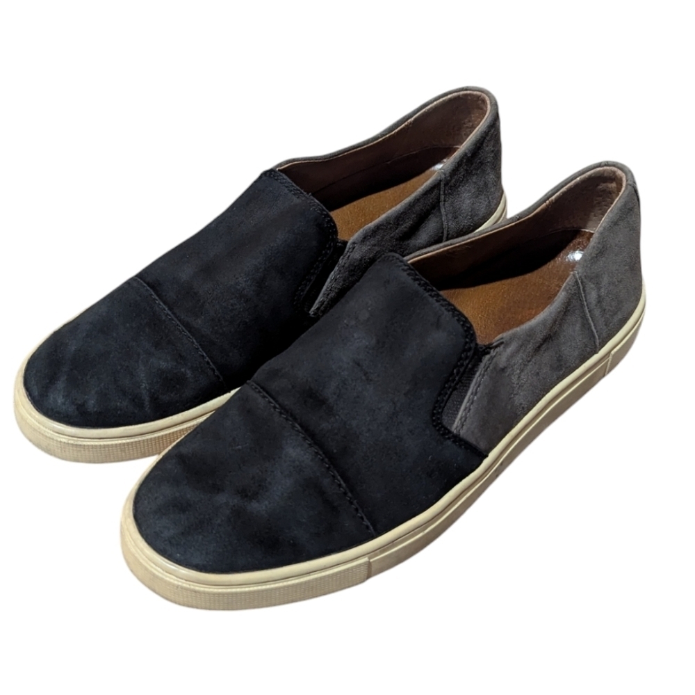 Frye Gemma Cap Black Gray Suede Slip On Sneakers size 7